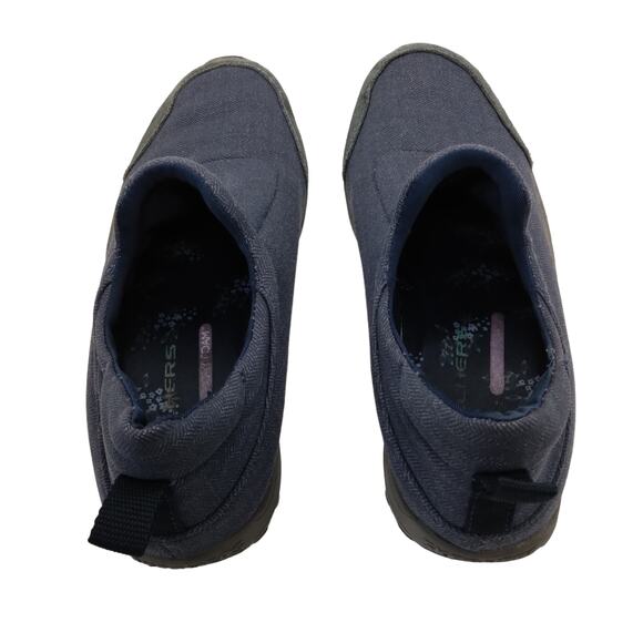 🍒 Skechers Slip On Sneakers Size 8 Denim Navy Blue - Picture 2 of 6